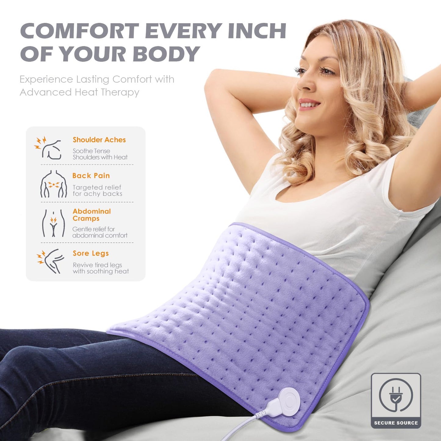 Heating Pad for Cramps Relief - Neck, Shoulder, Muscle Pain.